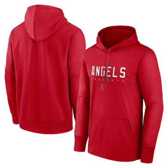 Men Los Angeles Angels Red Pregame Performance Pullover Hoodie